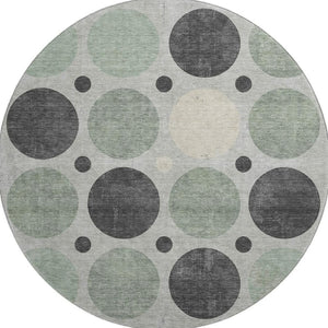 HomeRoots 8' X 10' Sage Charcoal Ivory Geometric Area Rug - Washable, UV Protected, Durable & Stylish Design 709172