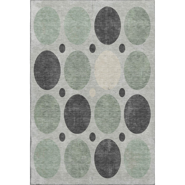 HomeRoots 10' X 14' Sage Charcoal & Ivory Geometric Washable Rug - Durable, UV-Protected, Non-Slip Design! 709174