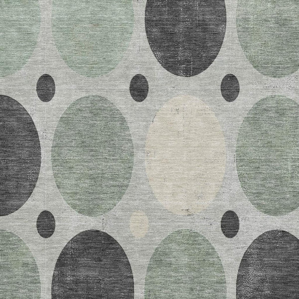 HomeRoots 10' X 14' Sage Charcoal & Ivory Geometric Washable Rug - Durable, UV-Protected, Non-Slip Design! 709174