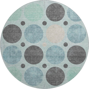 HomeRoots 8' X 10' Stylish Teal Charcoal Beige Washable Area Rug with UV Protection & Stain Resistance 709178