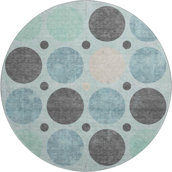 HomeRoots 8' X 10' Stylish Teal Charcoal Beige Washable Area Rug with UV Protection & Stain Resistance 709178