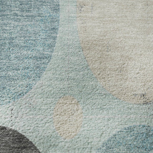 HomeRoots 8' X 10' Stylish Teal Charcoal Beige Washable Area Rug with UV Protection & Stain Resistance 709178