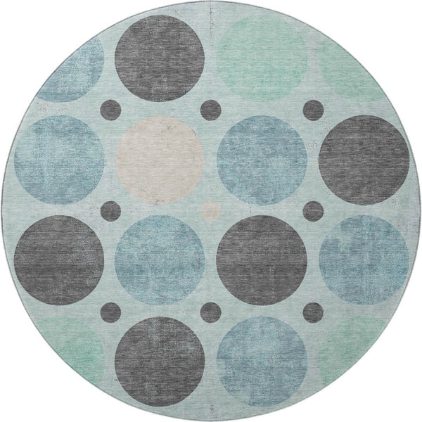 HomeRoots 8' X 10' Stylish Teal Charcoal Beige Washable Area Rug with UV Protection & Stain Resistance 709178