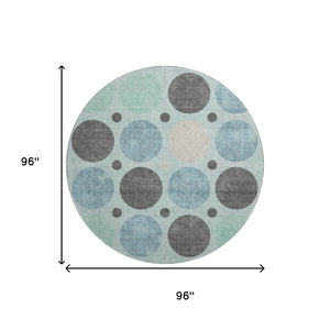 HomeRoots 8' X 10' Stylish Teal Charcoal Beige Washable Area Rug with UV Protection & Stain Resistance 709178