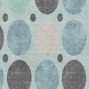 HomeRoots 9' X 12' Stylish Teal Charcoal Beige Geometric Area Rug - Stain Resistant, UV Protected & Easy Care 709179