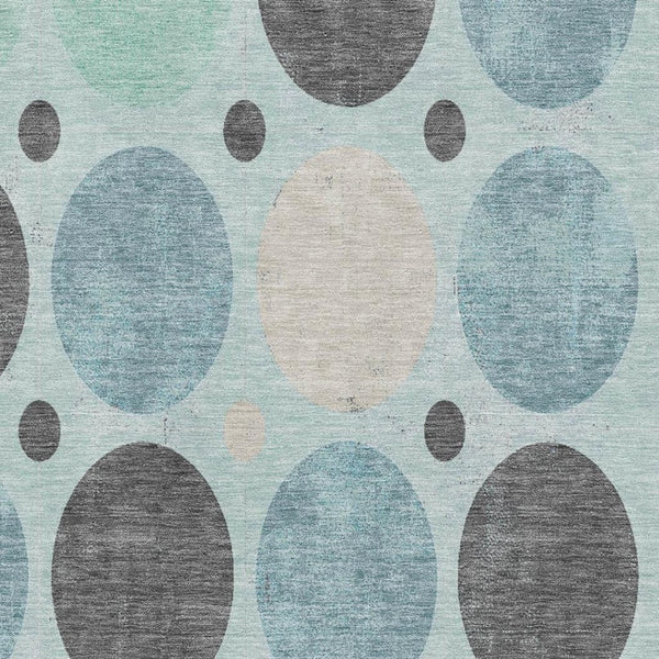 HomeRoots 9' X 12' Stylish Teal Charcoal Beige Geometric Area Rug - Stain Resistant, UV Protected & Easy Care 709179