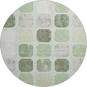 HomeRoots 8' X 10' Stylish Geometric Washable Area Rug in Artichoke Green, Gray & Ivory with UV Protection 709184