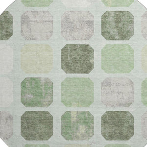 HomeRoots 8' X 10' Stylish Geometric Washable Area Rug in Artichoke Green, Gray & Ivory with UV Protection 709184