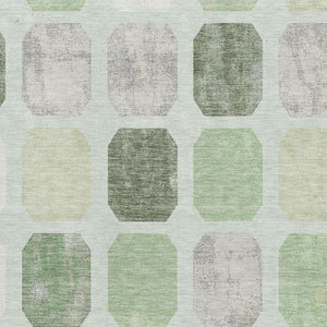 HomeRoots 10' X 14' Artichoke Green Geometric Washable Area Rug with UV Protection for Stylish Spaces 709186