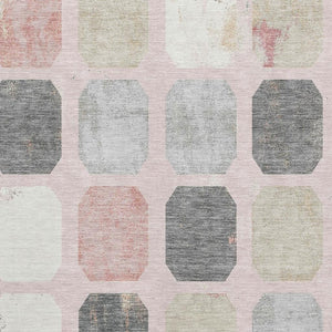 HomeRoots 5' X 8' Modern Geometric Blush Charcoal Ivory Area Rug - Washable, UV Protected & Stylish Home Accent 709188