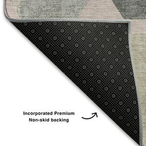 HomeRoots 8' X 10' Stylish Blush Charcoal Ivory Geometric Washable Area Rug with UV Protection & Non-Slip Backing 709190