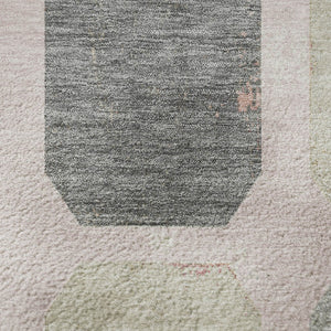 HomeRoots 8' X 10' Stylish Blush Charcoal Ivory Geometric Washable Area Rug with UV Protection & Non-Slip Backing 709190