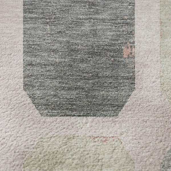 HomeRoots 8' X 10' Stylish Blush Charcoal Ivory Geometric Washable Area Rug with UV Protection & Non-Slip Backing 709190