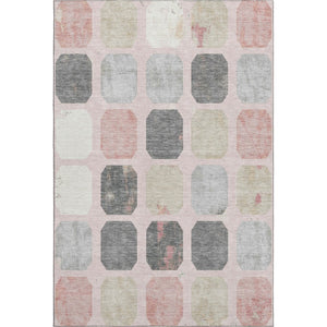 HomeRoots 10' X 14' Blush Charcoal Ivory Geometric Area Rug - Washable, UV-Protected, Perfect for Families! 709192