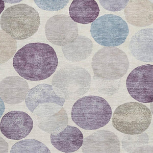 HomeRoots 5' X 8' Stylish Plum Beige And Blue Geometric Washable Area Rug with UV Protection for Durability 709218