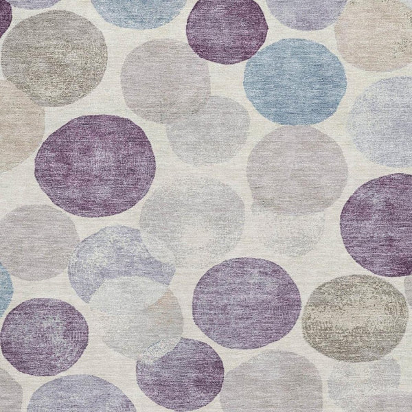 HomeRoots 5' X 8' Stylish Plum Beige And Blue Geometric Washable Area Rug with UV Protection for Durability 709218