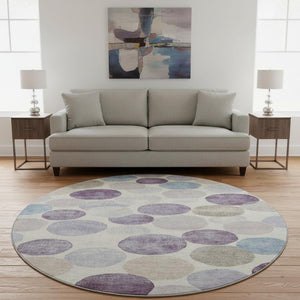 HomeRoots 8' x 10' Stylish Plum Beige & Blue Geometric Washable Area Rug - UV Protected, Durable & Versatile 709220