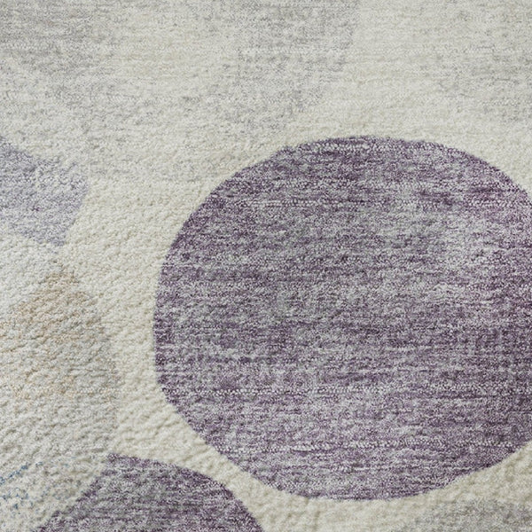HomeRoots 8' x 10' Stylish Plum Beige & Blue Geometric Washable Area Rug - UV Protected, Durable & Versatile 709220
