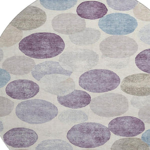 HomeRoots 8' x 10' Stylish Plum Beige & Blue Geometric Washable Area Rug - UV Protected, Durable & Versatile 709220