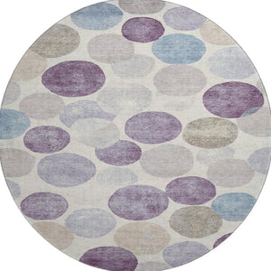 HomeRoots 8' x 10' Stylish Plum Beige & Blue Geometric Washable Area Rug - UV Protected, Durable & Versatile 709220