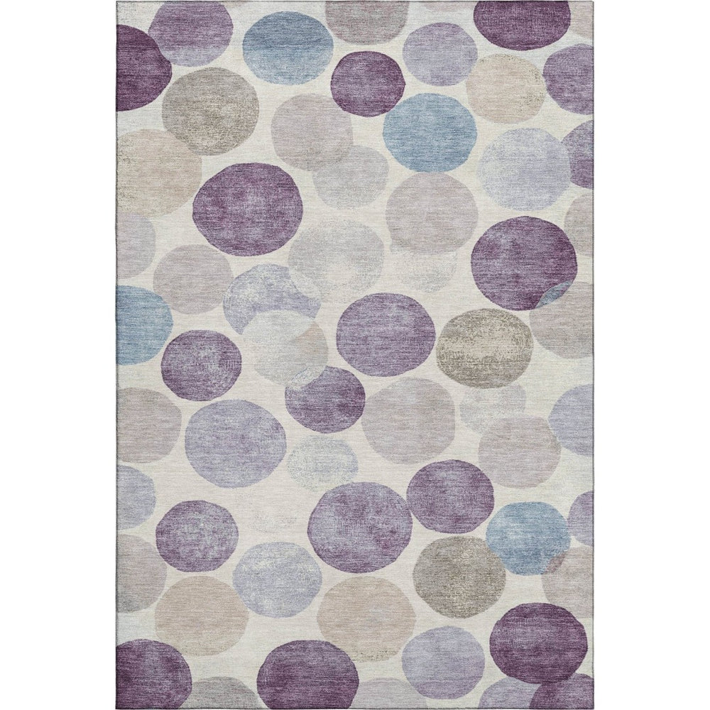 HomeRoots 9' X 12' Stylish Plum Beige Blue Geometric Washable Area Rug with UV Protection & Stain Resistance 709221