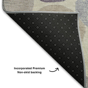 HomeRoots 9' X 12' Stylish Plum Beige Blue Geometric Washable Area Rug with UV Protection & Stain Resistance 709221