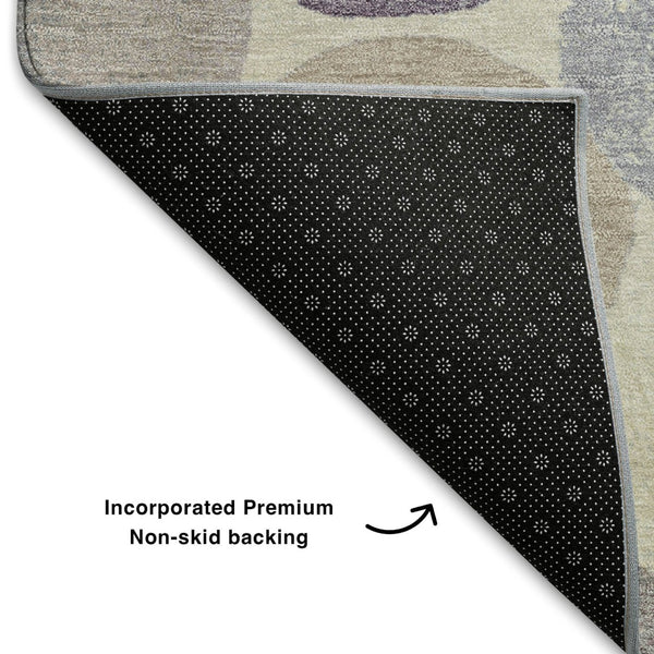 HomeRoots 9' X 12' Stylish Plum Beige Blue Geometric Washable Area Rug with UV Protection & Stain Resistance 709221