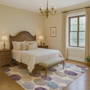 HomeRoots 9' X 12' Stylish Plum Beige Blue Geometric Washable Area Rug with UV Protection & Stain Resistance 709221