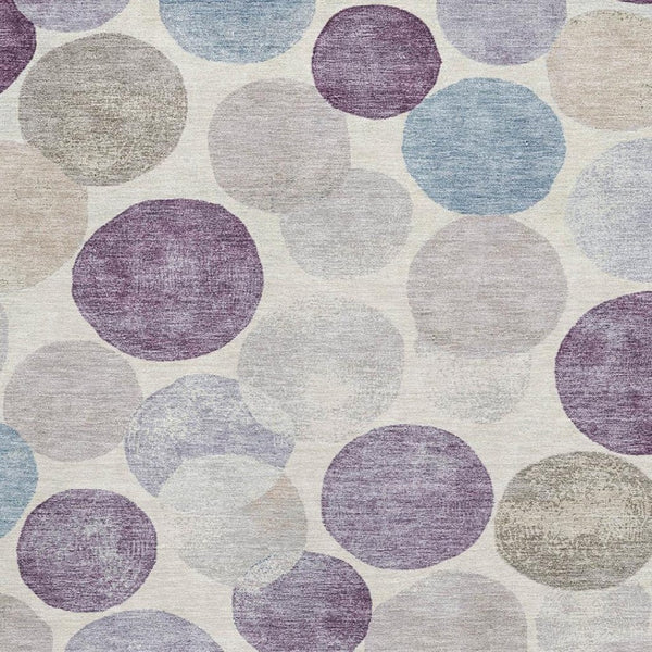 HomeRoots 10' Geometric Washable Area Rug in Plum, Beige & Blue – Durable, Stain Resistant & UV Protected! 709222
