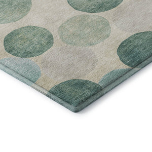 HomeRoots 5' X 8' Teal Green & Ivory Geometric Area Rug - Washable, UV Protected, Durable for Busy Homes 709224