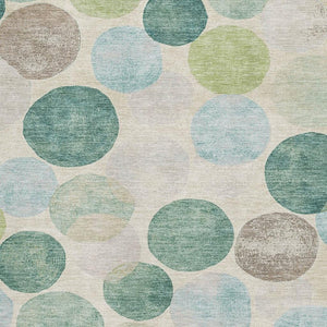 HomeRoots 5' X 8' Teal Green & Ivory Geometric Area Rug - Washable, UV Protected, Durable for Busy Homes 709224