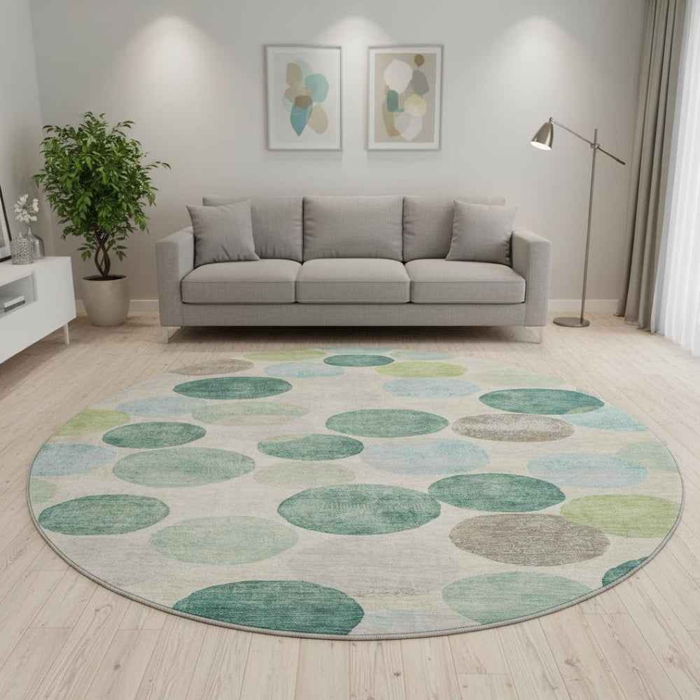 HomeRoots 8' X 10' Teal Green & Ivory Geometric Area Rug - Washable, UV Protected, Durable & Stylish Design 709226