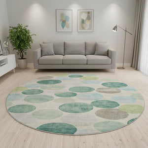 HomeRoots 8' X 10' Teal Green & Ivory Geometric Area Rug - Washable, UV Protected, Durable & Stylish Design 709226