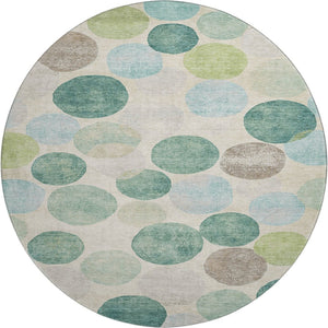 HomeRoots 8' X 10' Teal Green & Ivory Geometric Area Rug - Washable, UV Protected, Durable & Stylish Design 709226