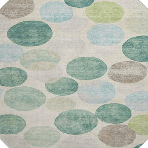 HomeRoots 8' X 10' Teal Green & Ivory Geometric Area Rug - Washable, UV Protected, Durable & Stylish Design 709226