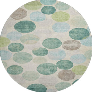 HomeRoots 8' X 10' Teal Green & Ivory Geometric Area Rug - Washable, UV Protected, Durable & Stylish Design 709226