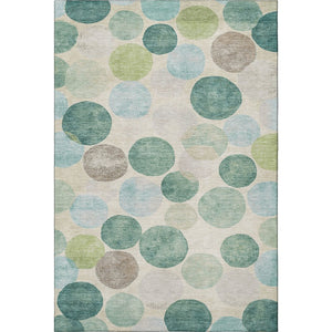 HomeRoots 10' X 14' Teal Green & Ivory Geometric Area Rug - Washable, UV Protected, Durable for Busy Homes 709228