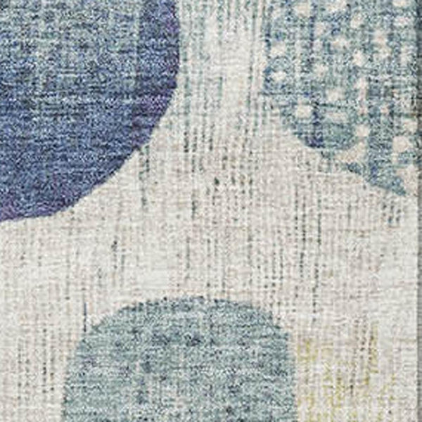 HomeRoots 5' X 8' Washable Navy Blue Geometric Area Rug with UV Protection - Durable, Stylish & Easy Care! 709230