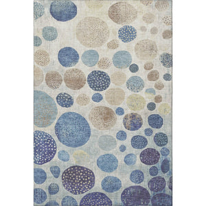 HomeRoots 5' X 8' Washable Navy Blue Geometric Area Rug with UV Protection - Durable, Stylish & Easy Care! 709230