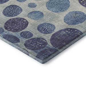 HomeRoots 8' Navy Blue Ivory Taupe Geometric Washable Rug - Durable, Stain-Resistant, UV Protected Design! 709231
