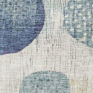 HomeRoots 8' Navy Blue Ivory Taupe Geometric Washable Rug - Durable, Stain-Resistant, UV Protected Design! 709231