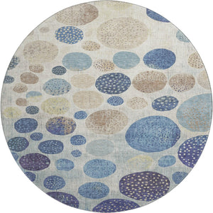 HomeRoots 8' X 10' Stylish Navy Blue Ivory Taupe Geometric Rug - UV Protected, Stain Resistant, Easy Care! 709232