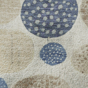 HomeRoots 8' X 10' Stylish Navy Blue Ivory Taupe Geometric Rug - UV Protected, Stain Resistant, Easy Care! 709232