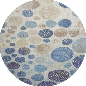 HomeRoots 8' X 10' Stylish Navy Blue Ivory Taupe Geometric Rug - UV Protected, Stain Resistant, Easy Care! 709232