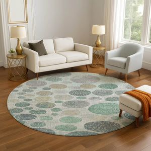 HomeRoots 8' X 10' Sage Beige and Tan Geometric Area Rug - Stylish, Durable, Washable with UV Protection! 709238