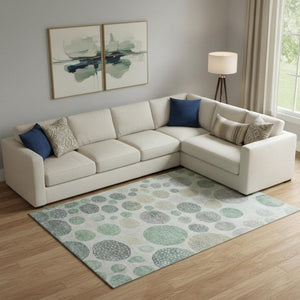 HomeRoots 10' X 14' Sage Beige & Tan Geometric Area Rug - Washable, UV-Protected & Perfect for High-Traffic Spaces 709240