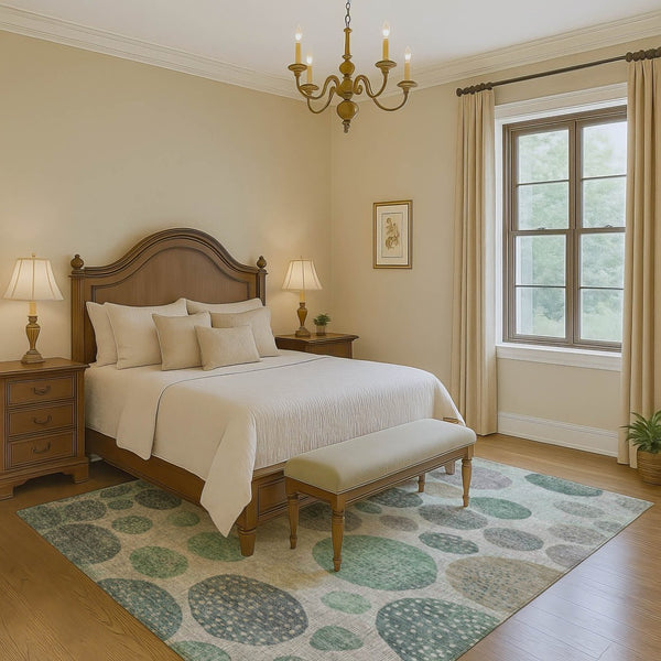 HomeRoots 10' X 14' Sage Beige & Tan Geometric Area Rug - Washable, UV-Protected & Perfect for High-Traffic Spaces 709240