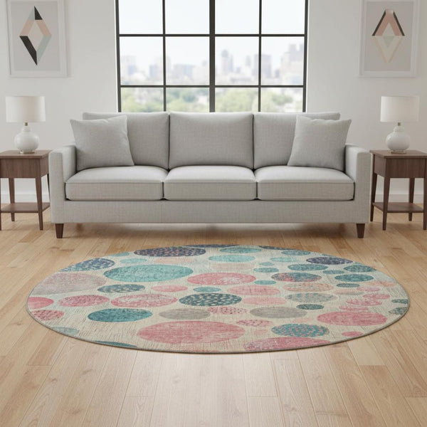 HomeRoots 8' X 10' Colorful Geometric Washable Area Rug with UV Protection - Perfect for Homes with Kids & Pets! 709244