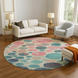 HomeRoots 8' X 10' Colorful Geometric Washable Area Rug with UV Protection - Perfect for Homes with Kids & Pets! 709244