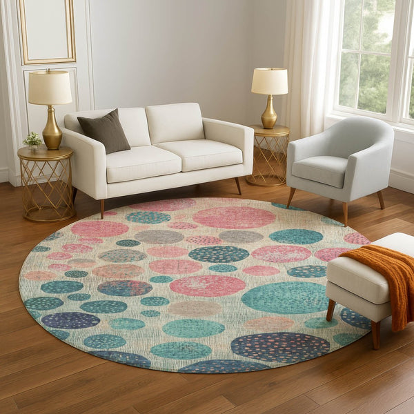 HomeRoots 8' X 10' Colorful Geometric Washable Area Rug with UV Protection - Perfect for Homes with Kids & Pets! 709244